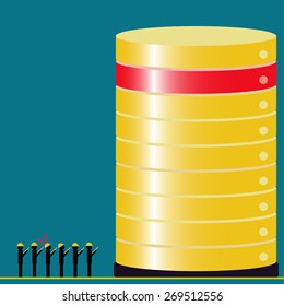 Big database with audit teams found the problem - concept ideas with vintage color