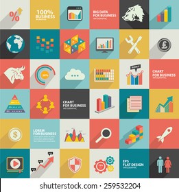 Big data,Data analysis,Business stock analysis and financial,flat icons,clean design,clean vector