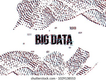 BIG DATA.Stage a process of change or forming development big data. Element with dots. Graphic abstract background communication. Digital data visualization. Vector illustration