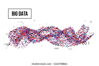 BIG DATA.Stage a process of change or forming development big data. Element with dots. Graphic abstract background communication. Digital data visualization. Vector illustration