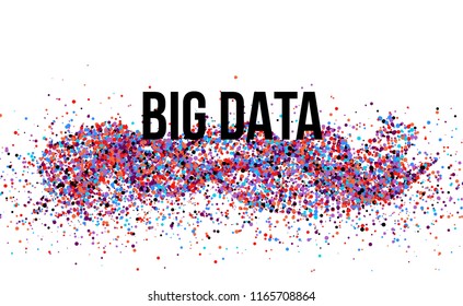 BIG DATA.Stage a process of change or forming development big data. Element with dots. Graphic abstract background communication. Digital data visualization. Vector illustration