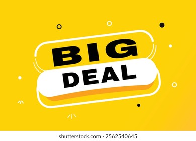 Big deal banner yellow colour template and label design. Vector element set design.