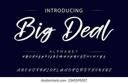 Big Deal calligraphy script. Vector alphabet.