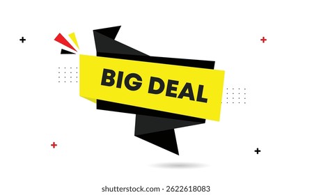 Big deal editable web banner template design with black and yellow shapes vector illustration on white gray business abstract background ideal for marketing promotions and business ads