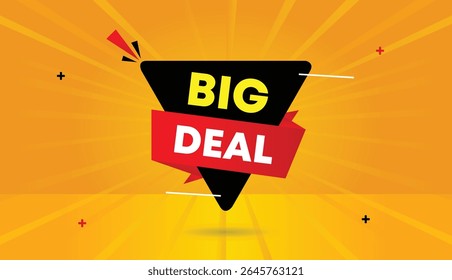 Banner web editável grande negócio com rótulo de ícone de emblema de ilustração de arte vetorial em formas pretas gradiente vermelho com estilo abstrato amarelo alaranjado perfeito para o plano de fundo empresarial ou uso de design promocional