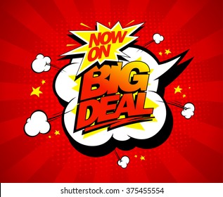 Big deal now on, web banner vector illustration, comic style