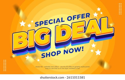 Big Deal sale ad banner with editable typography on yellow background
