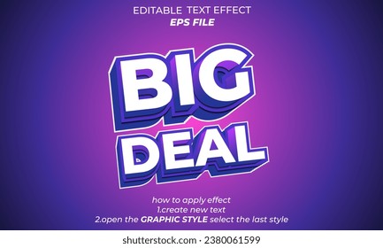 big deal text effect, typography, 3d text font editable. vector template