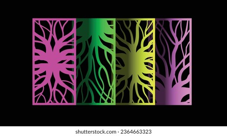 Big Decorative Laser Cut Set. Nature tree CNC laser cutting design