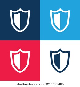 Big Defense Shield blue and red four color minimal icon set