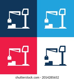 Big Derrick With Boxes Blue And Red Four Color Minimal Icon Set