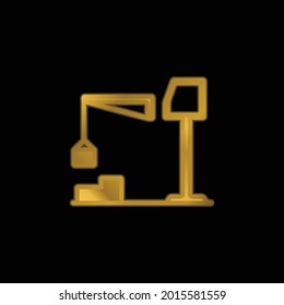 Big Derrick With Boxes gold plated metalic icon or logo vector
