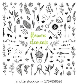 Hand Drawn Vintage Floral Elements Swirls Stock Vector (Royalty Free ...