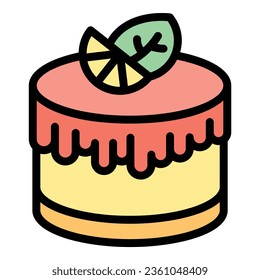 Big dessert icon outline vector. Slice food. Piece pastry color flat