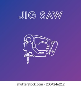 Big detailed vector outlines icon of jig saw
