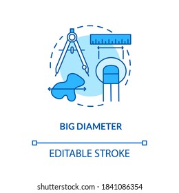 Big diameter concept icon. Self examination. Skin cancer warning symptomes. Large moles in diameter idea thin line illustration. Vector isolated outline RGB color drawing. Editable stroke