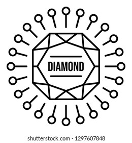 Big diamond logo. Outline big diamond vector logo for web design isolated on white background