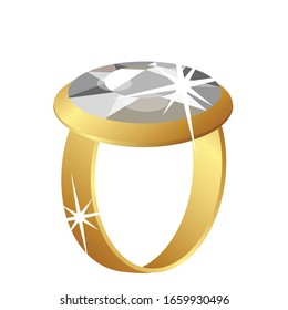 Großes Symbol für den Diamantring. Cartoon mit großer Diamantring-Vektorillustration Symbol für Webdesign einzeln auf weißem Hintergrund