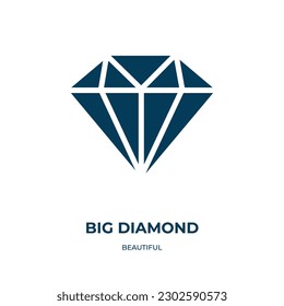 icono del gran vector del diamante. diamante grande, diamante, íconos llenos de tiendas de un hermoso concepto plano. Icono de glifo negro aislado, elemento de símbolo de ilustración vectorial para diseño web y aplicaciones móviles