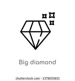 big diamond vector line icon. Simple element illustration. big diamond outline icon from shapes concept. Can be used for web and mobile