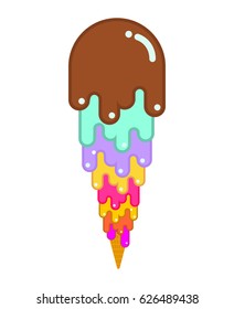 Big different flavor ice cream isolated on a white background 