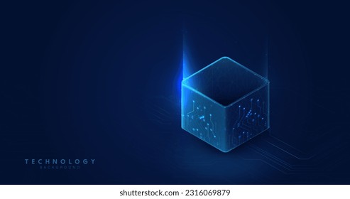 Big, digital data. Blockchain technology. Backup. Cloud database, server. Futuristic, technology. Vector illustration