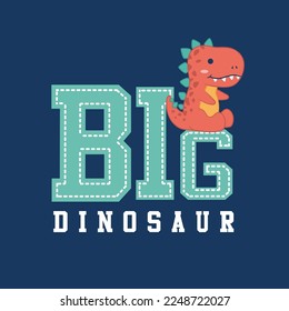 big dinosaur, baby tyranosaurusrex orange dino on darkblue background