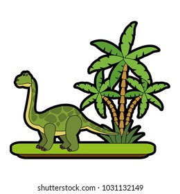 Big dinosaur on forest cartoon