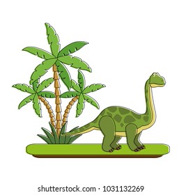 Big dinosaur on forest cartoon
