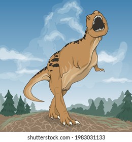 big dinosaur tirex evil formidable dangerous growls, vector illustration
