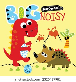 a big dinosaur in wildlife funny cartoon
