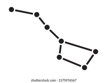Big dipper asterism in the Ursa Major constellation with dots flat vector icon for space apps and websites
