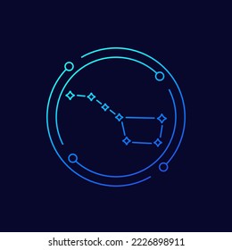 big dipper constellation icon, linear design