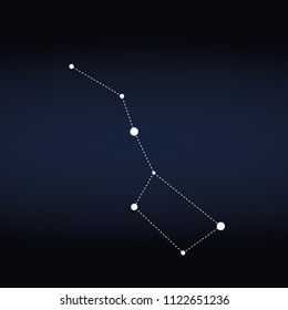 Big Dipper constellation represented with white dots on blue background editable vector