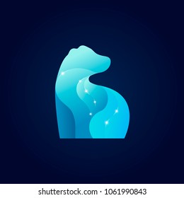 Big Dipper in shape of abstract polar bear. Logo. Vector illustration.