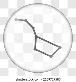 Big Dipper simple icon. Flat design. Glass button on transparent grid.ai