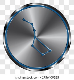 Big Dipper simple icon on metal round button. Transparent grid