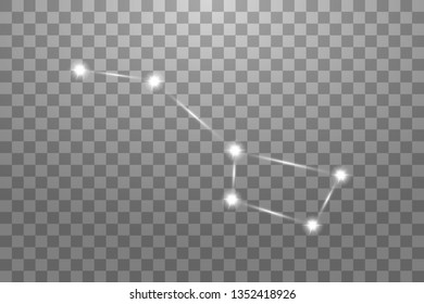 Big Dipper Zodiac Sign of the Beautiful Bright Stars on a transparent background. Vector Illustration