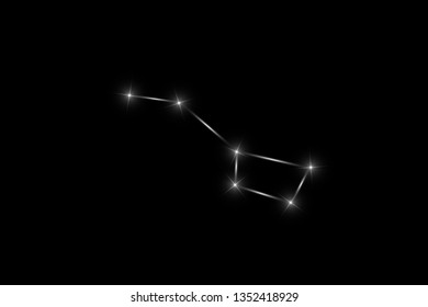 Big Dipper Zodiac Sign of the Beautiful Bright Stars on a black background. Vector Illustration