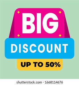 big discount up to 50 % off  label is a piece of paper,plastic film,cloth,metal or other material affixed to a container or product.
