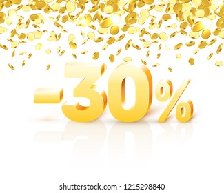 Big Discount, action with share discount percentage 30. Vector illustration
