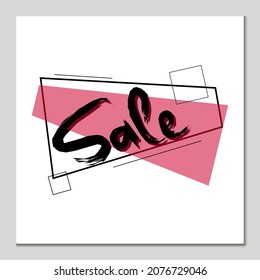 Big discount banner design, sale with black text on a background of pink rectangles and squares. Seasonal sale and for Black Friday.