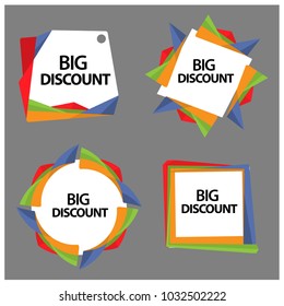 Big Discount banner, Set stickers and banner.