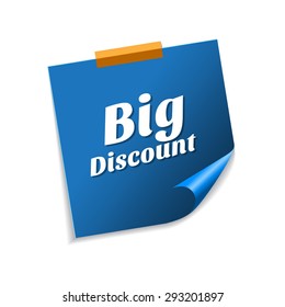 Big Discount Blue Sticky Notes Vector Icon Design