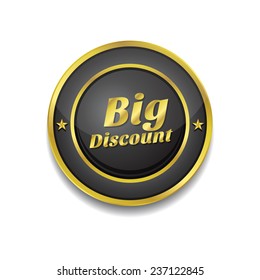 Big Discount Gold Vector Icon Button