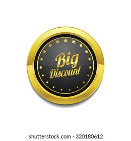 Big Discount Golden Vector Icon Button