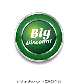 Big Discount Green Vector Icon Button