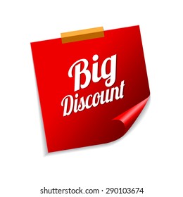 Big Discount Red Sticky Notes Vector Icon Design