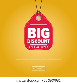 Big discount sticker isolated vector illustration. Super sale tag, special offer discount promo banner, advertisement retail label, exclusive shopping symbol. Modern colorful graphic style offer sign