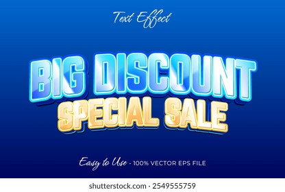 efeito de texto Big Discount, textura luxuosa estilo gráfico banner modelo design fundo